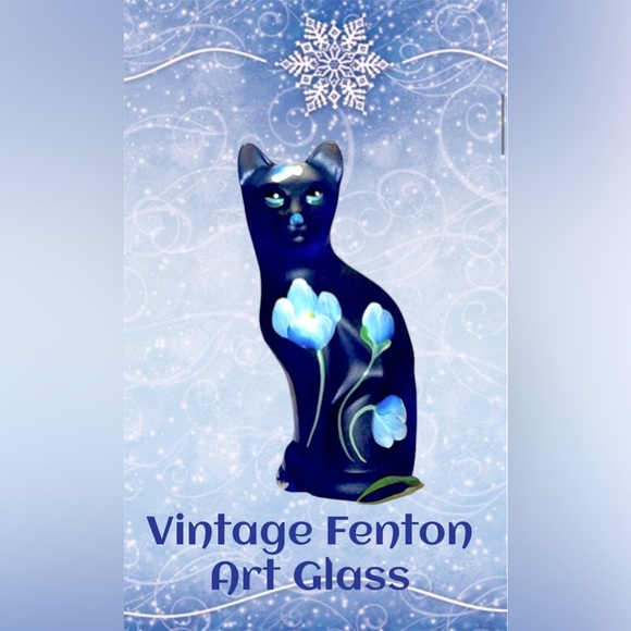 🔹VINTAGE Fenton Art Glass, Stylized Cat Figurine, Cobalt Blue 🔹 - Picture 11 of 11